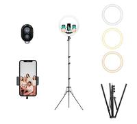 MULIN LC Ring Light - Luce per Selfie con 360° Staffa Triangolare Regolabile, LED a 3 Modalità di Illuminazione e 10 Livelli di Luminosità, Perfetta per Trucco, FotografiaLC-014-14pollici