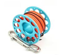 Mulinello compatto da pesca subacquea con corpo in lega T6061 e doppio gancio da 90 mm per un fissaggio sicuro durante le immersioni tecniche, blu 6 cm (30 m blu)