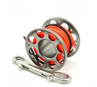 Mulinello compatto da pesca subacquea con corpo in lega T6061 e doppio gancio da 90 mm per un fissaggio sicuro durante le immersioni tecniche, blu 6 cm (15 m grigio)