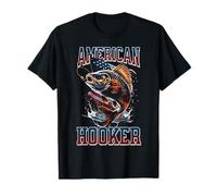 Mulinello Cool Fishing Dad Angler Padre USA Patriotic Hooked-On Maglietta