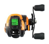 Mulinello da baitcasting digitale avanzato Fisherman's Tool con contatore di linea, batteria ricaricabile e sistema di allarme (arancione destra)