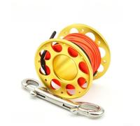 Mulinello da immersione con telaio in alluminio aeronautico T6061 con doppio gancio in acciaio inossidabile 316 e linea piatta in poliestere ad alta visibilità per operazioni SMB (15m-oro)