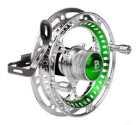 Mulinello da mosca in alluminio con finitura a grana che incorpora 2+1BB, controllo della resistenza anteriore e design a tazza di filo che riduce al minimo i danni alla linea (100 mm verde)