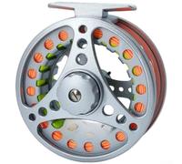Mulinello da pesca a mosca, grande, interamente in metallo, rosso | Struttura interamente in metallo, design a pergolato, riduce la memoria della linea, finitura rossa, ideale per trote