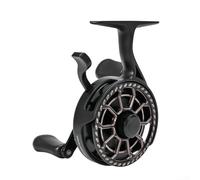 Mulinello da pesca a zattera con bobina cava in alluminio CNC e disco dentato in ottone per pesca sul ghiaccio in acque profonde per una linea veloce fuori finitura grigia (mano destra grigia)
