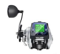 Mulinello da pesca, con display digitale, bobina da baitcasting, 6.3:1, 16 kg, per pesca in acque profonde, allarme di temperatura di ricarica USB (mano sinistra)