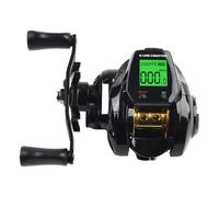 Mulinello da pesca con freno magnetico, con funzione di posizionamento in profondità e batteria ricaricabile (mano sinistra nera)