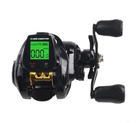Mulinello da pesca efficiente con contatore digitale della lenza, batteria ricaricabile e funzione di posizionamento della profondità (mano destra nera)