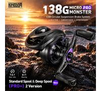 Mulinello da Pesca Kingdom Micro Monster Pro, Frizione Massima 4,6kg, Rapporto di Trasmissione 7,6:1, 138g Ultra-leggero in Materiale Carbonio