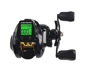 Mulinello da pesca per baitcasting, in lega di alluminio, con profondità e velocità regolabile per la pesca (mano destra nera)
