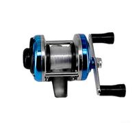 Mulinello da pesca sul ghiaccio, per uso invernale, con doppia manopola, design compatto, corpo in metallo, filo pre-arrotolato da 50 m, cuscinetti a sfera lisci per un funzionamento senza sforzo (oro