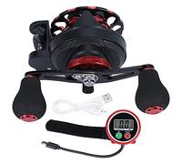 Mulinetto da pesca a mano destra con display digitale ricaricabile USB, filo da 100m tensione 6kg - Contatore digitale preciso, allarme automatico e struttura in lega resistente