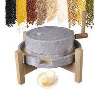 Mulino a mano per grano di pietra a manovella per macinazione asciutta/bagnata, mulino di granito naturale per tofu, latte di soia, sesamo e fagioli, smerigliatrice portatile con supporto