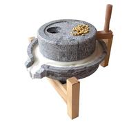 Mulino a Pietra Manuale, Macinino per Cereali Per La Casa, Mulino a Pietra Fatto a Mano Manuale con Base in Legno, Macina a Secco e Umido, Per Grano Legumi Chicchi di Caffè(25cm/9.8in)
