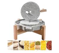Mulino a Pietra Manuale per Cereali, Macina per Grani Secchi e Umidi con Base in Legno, Macinino da Cucina Tradizionale