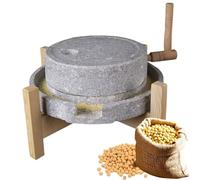 Mulino A Pietra Per Cereali Con Base In Legno,Mulino A Mano Per Cereali Da Cucina Per La Casa,Macina A Secco E Umido(30cm/11.8in)