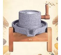 Mulino A Pietra Per Cereali,Mulino A Mano Con Base In Legno,Macinino Manuale Da Cucina per uso domestico, Macinatore di Pietra Per Grano,Caffè(13.8x15.8in/25x40cm)