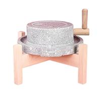 Mulino A Pietra Per Cereali,Mulino A Mano Fatto A Mano Con Base In Legno,Macinino Manuale Da Cucina per uso domestico, Macinatore di Pietra Per Grano,Caffè(25cm/9.8in)