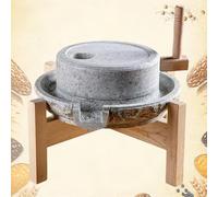 Mulino A Pietra Per Cereali,Mulino A Mano Fatto A Mano Con Base In Legno,Macinino Manuale Da Cucina per uso domestico, Macinatore di Pietra Per Grano,Caffè(20cm/7.9in)