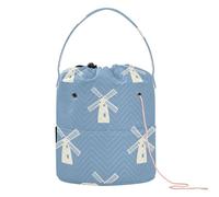 Mulino a vento Blu Bianco Viaggio Storage con Fori Crochet Fornitura per Ferri da Maglia bolsas para Crochet