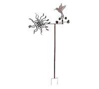 Mulino a vento con colibrì, girandola in ferro con colibrì, scultura a vento in metallo, per esterni, prato, cortile, patio, giardino, ornamenti