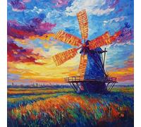 mulino a vento Dipingere Con I Numeri Adulti, Kit Lavoretti Creativi Per Bambini, erba Fai Da Te Paint By Numbers Kits, Con Tela, Colori Acrilici, Pennelli, Regalo Donna, Senza Cornice 50x50cm 3-328