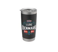 Mulino a vento I Love Denmark Flags Crown Bicchiere termico in acciaio inox doppia parete