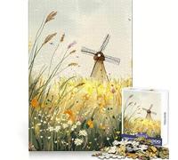 Mulino a vento in un campo, puzzle da 1000 pezzi per adulti, esercizio mentale, evasione rilassante, ideale come regalo (50x75cm)