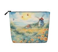 Mulino a vento nel mare di fiori impermeabile grande capacità con cerniera viaggio d'affari viaggio casa multifunzionale borsa per cosmetici borsa portaoggetti portamonete