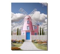 Mulino A VentoDipingere con i Numeri Adulti, Dipingere con i Numeri Paesaggio, Fai da te Paint by Numbers Kits Pennelli e Pigmento Acrilico, Hobby Creativi Decorazioni Casa, Regalo 50 x 70 cm KSWWK859