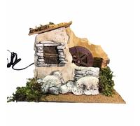 Mulino ad acqua in gesso con pecore 22x13x15cm