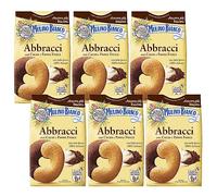 MULINO BIANCO Abbracci, biscotti di pasta frolla italiani al burro e gusto cacao 350g x 6 parcelle (Abbracci, x6)
