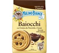 Mulino Bianco Biscotti Baiocchi con Crema alla Nocciola e Cacao, Colazione Ricca di Gusto - 260 gr