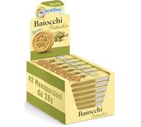 Mulino Bianco Biscotti Baiocchi al Pistacchio, Biscotti con Pistacchio e Pastafrolla Ideali per Colazione o Merenda, Senza Olio di Palma, Confezione da 42 Monoporzioni da 28g