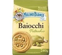 Mulino Bianco Biscotti Baiocchi al Pistacchio, Biscotti con Pistacchio e Pastafrolla Ideali per Colazione o Merenda, Senza Olio di Palma, 1 Sacchetto da 240g