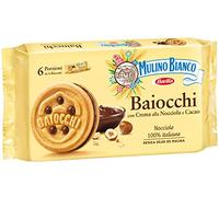 Mulino Bianco Biscotti Baiocchi con Crema alla Nocciola e Cacao | Ideali per Colazione, merenda e come Snack Dolce per la Merenda, 6 Porzioni da 6 Biscotti