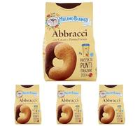 Mulino Bianco Biscotti Frollini Abbracci con Cacao e Panna Fresca, Senza Olio di Palma, Colazione Ricca di Gusto, 350 g (Confezione da 4)