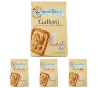 Mulino Bianco Biscotti Frollini Galletti con Latte Fresco 100% Italiano, 350g (Confezione da 4)