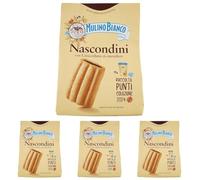 Mulino Bianco Biscotti Frollini Nascondini con Cioccolato, Colazione Ricca di Gusto - 600 gr (Confezione da 4)