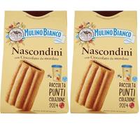 Mulino Bianco Biscotti Frollini Nascondini con Cioccolato da Mordere, Senza Olio di Palma, Colazione Ricca di Gusto, 330 g (Confezione da 2)