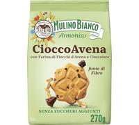 Mulino Bianco Cioccoavena Biscotti Senza Zuccheri Aggiunti con Farina di Fiocchi d'Avena, Cioccolato e Maltitolo, Fonte di Fibre, Biscotti Senza Zucchero, Mulino Armonia, Confezione 270g