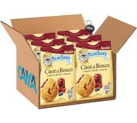 Mulino Bianco Cuor di Bosco Biscotto di Pasta Frolla con Ripieno a Lampone, Mirtilli e Amarene 300g [CAIYA® BOX da 6 Confezioni]