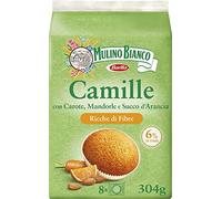 Mulino Bianco Merendine Camille, Snack Dolce per la Merenda, Ricche di Fibre, Confezione con 6 Monoporzioni, 304 g