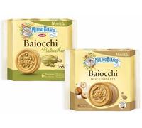 Mulino Bianco Mix Baiocchi Pistacchio e Nocciolatte Biscotti Ripieni di Crema al Pistacchio, Nocciola e Latte 168g