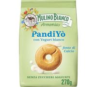 Mulino Bianco PandiYò, Biscotti Senza Zuccheri Aggiunti con Yogurt Bianco e Maltitolo, Fonte di Calcio, Biscotti Senza Zucchero, Mulino Armonia, Confezione 270g