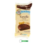 Mulino Bianco Tartelle Cacao - 8 tortine per marmellate di albicocche, pasta frolla con cacao - torta dolce spuntino 288 g (ogni confezione contiene 6 snack) + portachiavi Beni Culinari