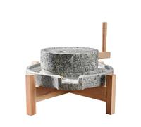 Mulino in pietra Bluestone con supporto in legno, mulino manuale umido/secco for cereali, fagioli e caffè, mulino domestico(7.9x11.8inch)