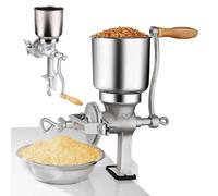 Mulino manuale per cereali in ghisa, funzionamento a manovella per macinare avena, mais, grano, caffè e noci, durevole con grande tramoggia e morsetto da banco