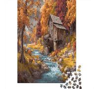 Mulino rurale in legno vicino al fiume|Cervi al pascolo sull'erba| Puzzle Divertenti Per Tutta La Famiglia 38x26cm/1000pcs Adulti