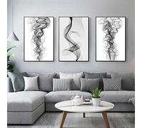 MULMF Quadri in Tela della Moderna Linea Astratta in Bianco e Nero per Il Tuo Salotto-Modern Split Set di 3 telai-No Frame